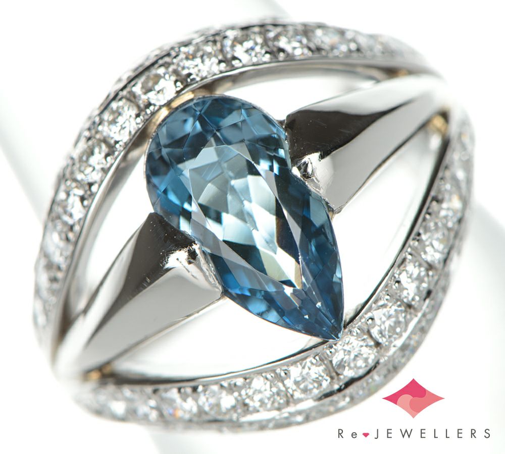 サンタマリアカラー アクアマリン1.64ct ダイヤモンド 計1.05ct  